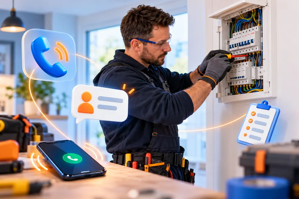 Electrician missing a customer call while working